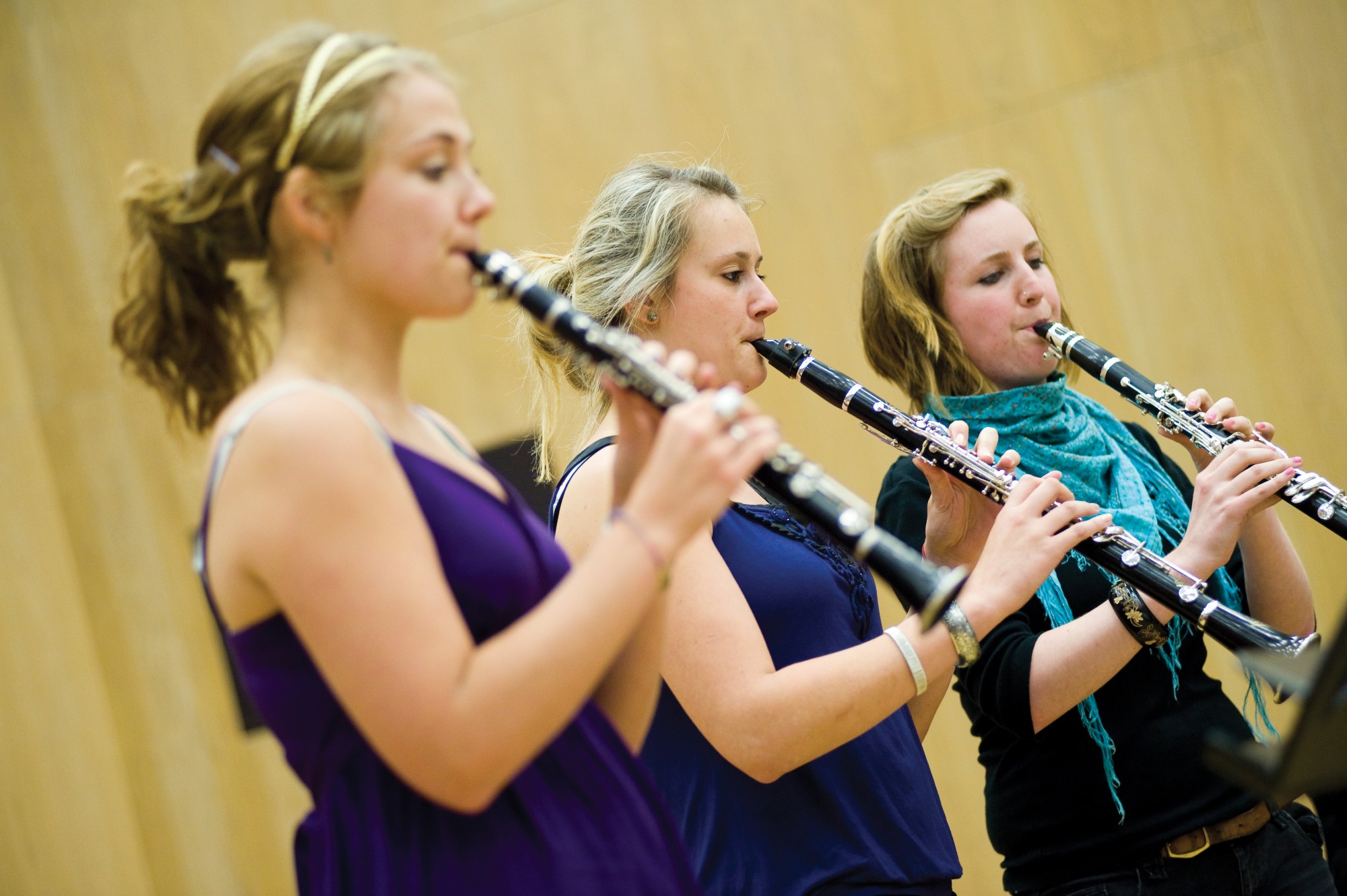Students playing clarinets in the Windsor Auditorium