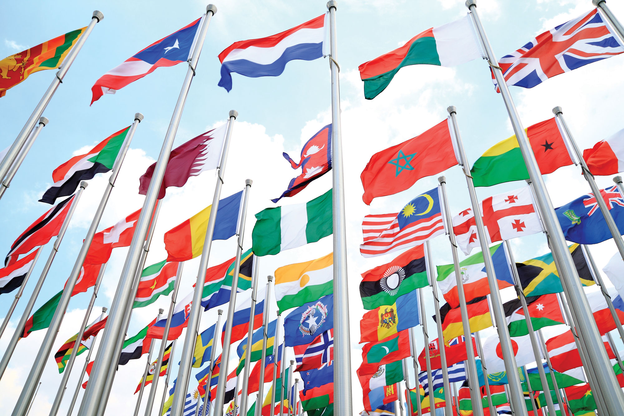 Flags from many countries around the world