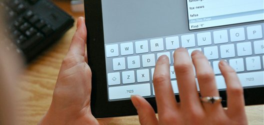 Typing on a tablet