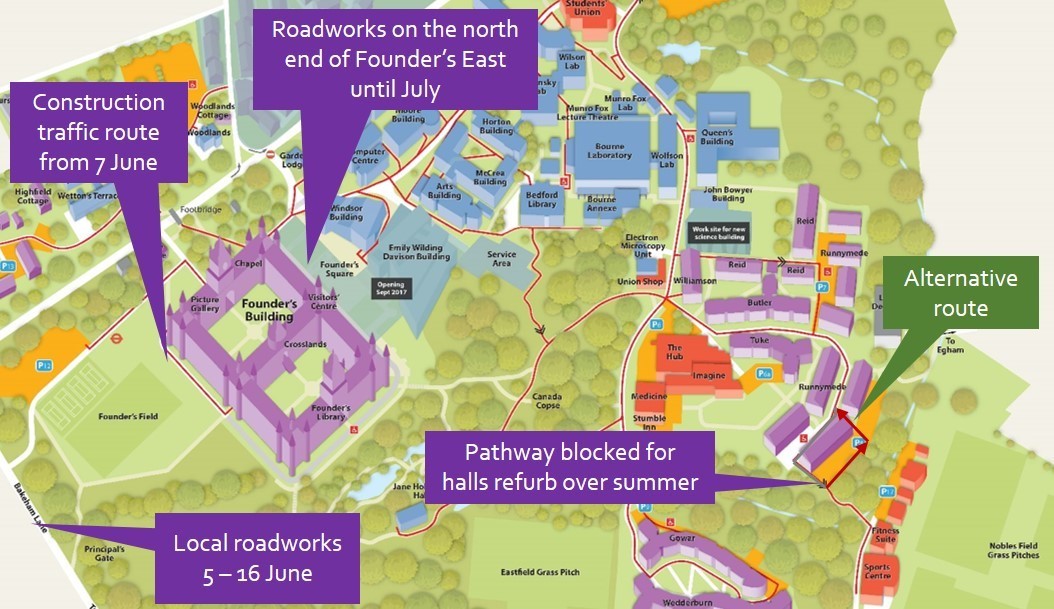 Royal Holloway Accommodation Map Estate Update: Pathway From The Sports Centre By Runnymede Blocked - Royal  Holloway Student Intranet